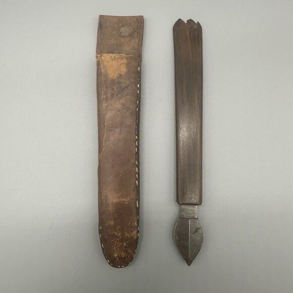 Antique Miller Bros Wood Handle Ink Scraper Blade Eraser - Picture 1 of 10